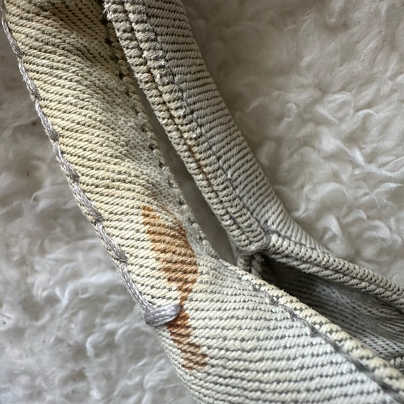 Vintage Prada Small Canapa Denim Logo Tote in Bianco Grey/white - Picture 16 of 16